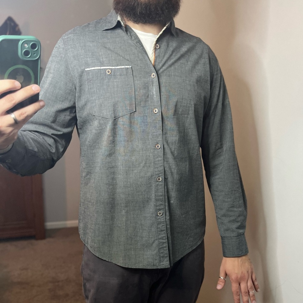Denim & Flower Men's Gray Button-Up Shirt